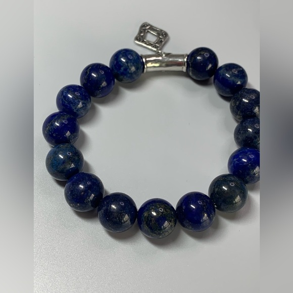 Silpada Vintage Sterling Silver & Lapis Lazuli CONFECTION Stretch Bracelet - Picture 6 of 13
